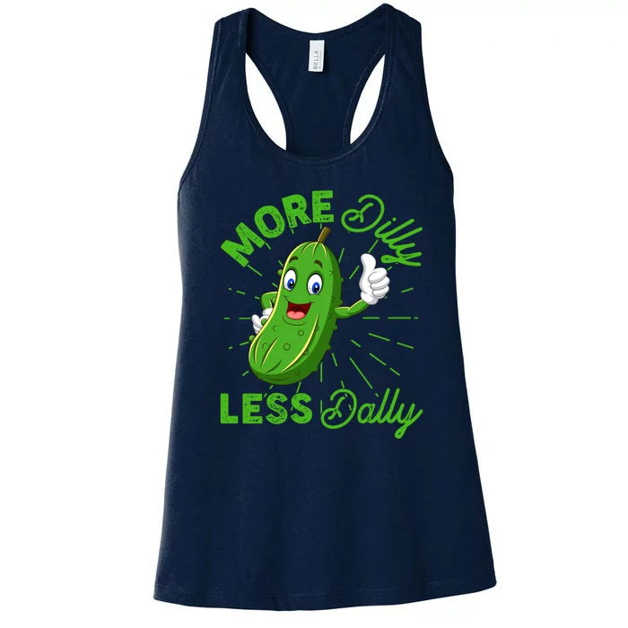 Funny Retro More Dilly Less Dally Pickle Women's Racerback Tank