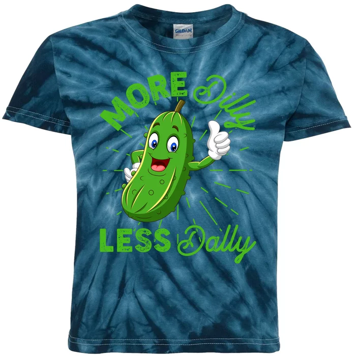 Funny Retro More Dilly Less Dally Pickle Kids Tie-Dye T-Shirt