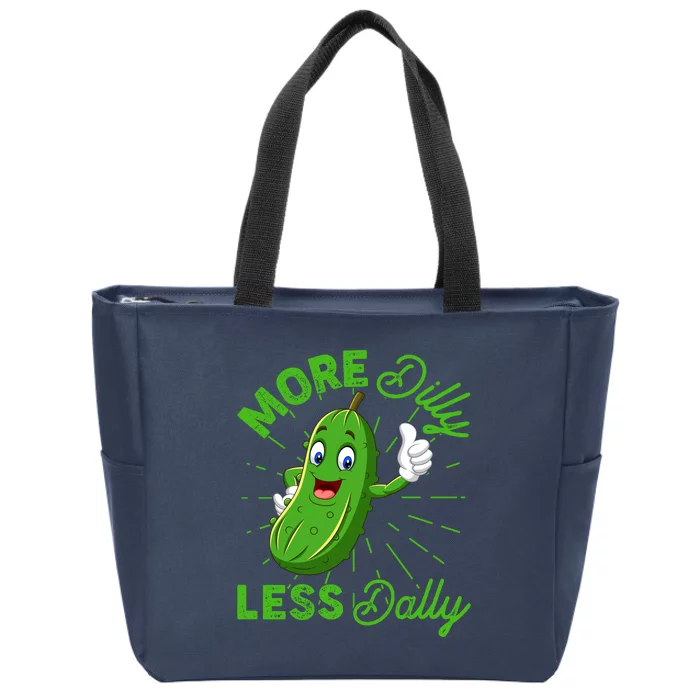 Funny Retro More Dilly Less Dally Pickle Zip Tote Bag