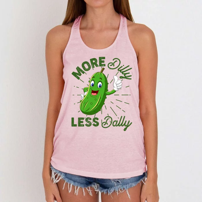 Funny Retro More Dilly Less Dally Pickle Women's Knotted Racerback Tank