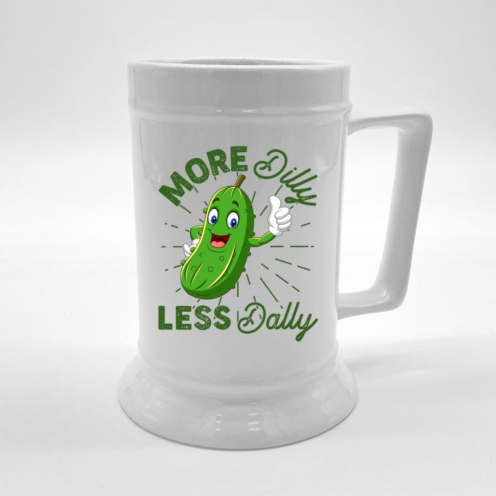 Funny Retro More Dilly Less Dally Pickle Front & Back Beer Stein