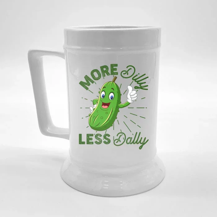 Funny Retro More Dilly Less Dally Pickle Front & Back Beer Stein