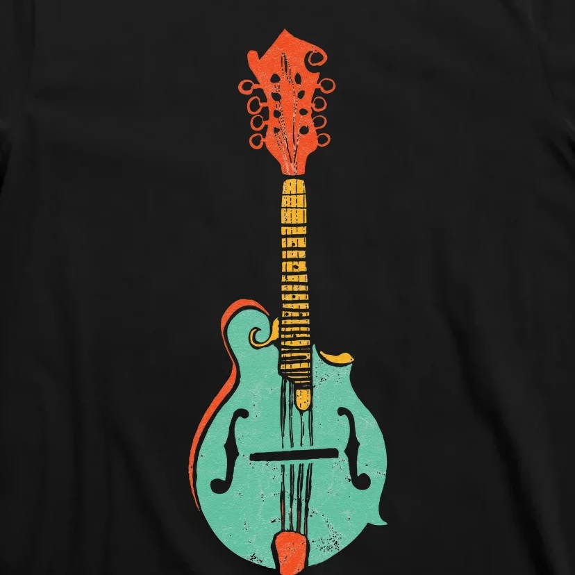 Funky Retro Mandolin Minimalist String Instrument Graphic T-Shirt