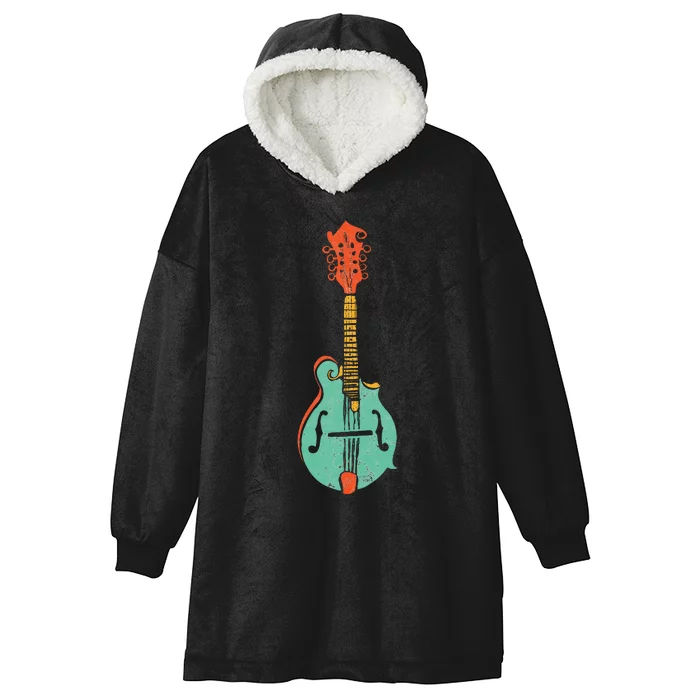 Funky Retro Mandolin Minimalist String Instrument Graphic Hooded Wearable Blanket