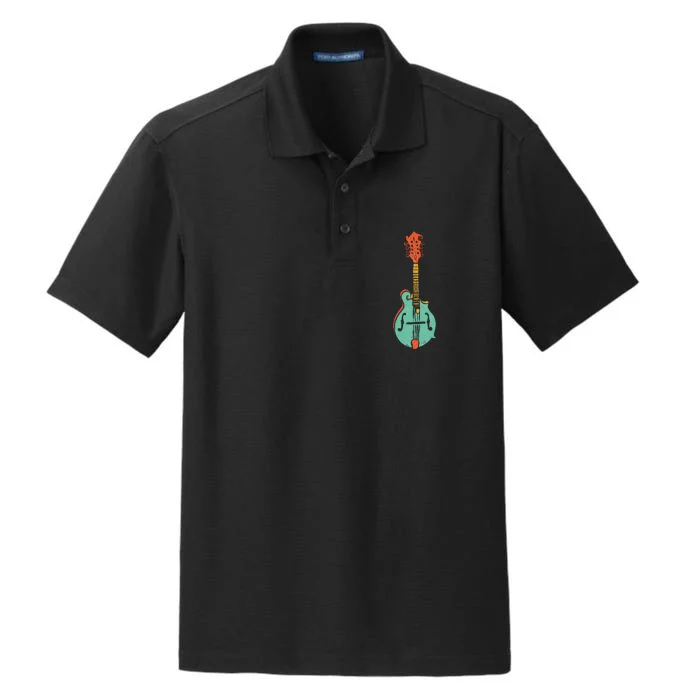 Funky Retro Mandolin Minimalist String Instrument Graphic Dry Zone Grid Performance Polo