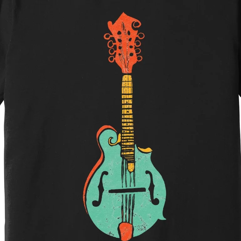 Funky Retro Mandolin Minimalist String Instrument Graphic Premium T-Shirt