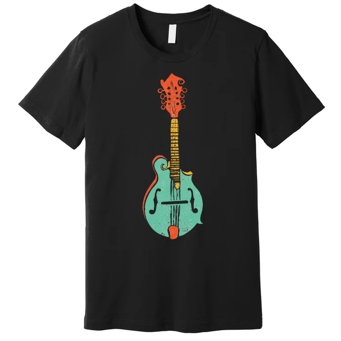 Funky Retro Mandolin Minimalist String Instrument Graphic Premium T-Shirt