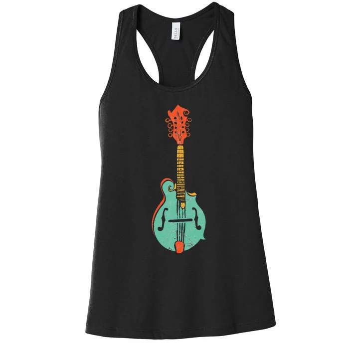 Funky Retro Mandolin Minimalist String Instrument Graphic Women's Racerback Tank