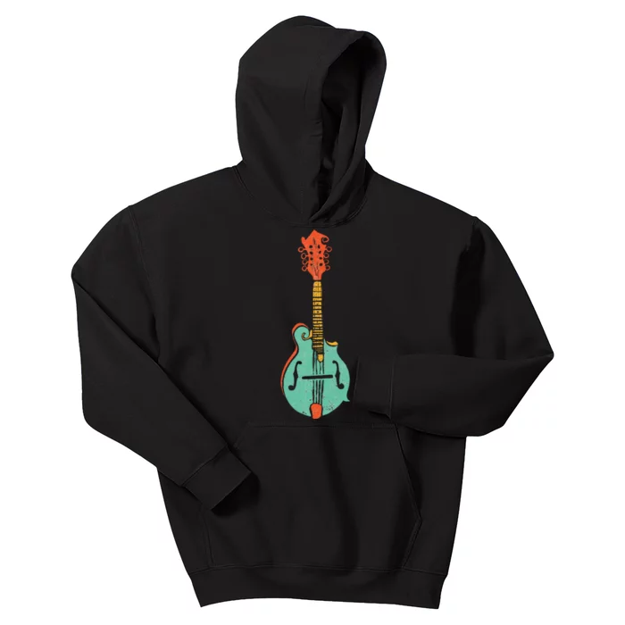 Funky Retro Mandolin Minimalist String Instrument Graphic Kids Hoodie