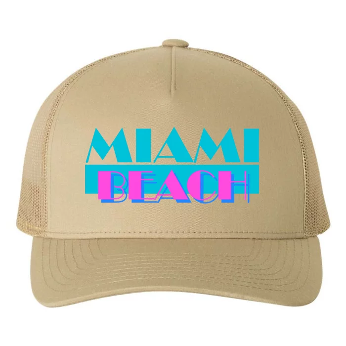 Funny Retro Miami Beach Logo Yupoong Adult 5-Panel Trucker Hat