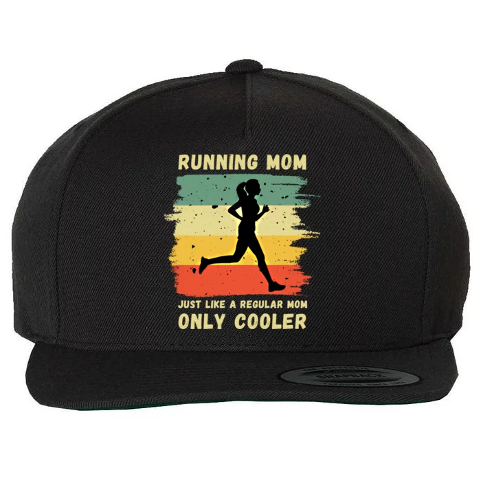 Funny Running Mom Marathon Runner Coach Marathoner Gift Wool Snapback Cap