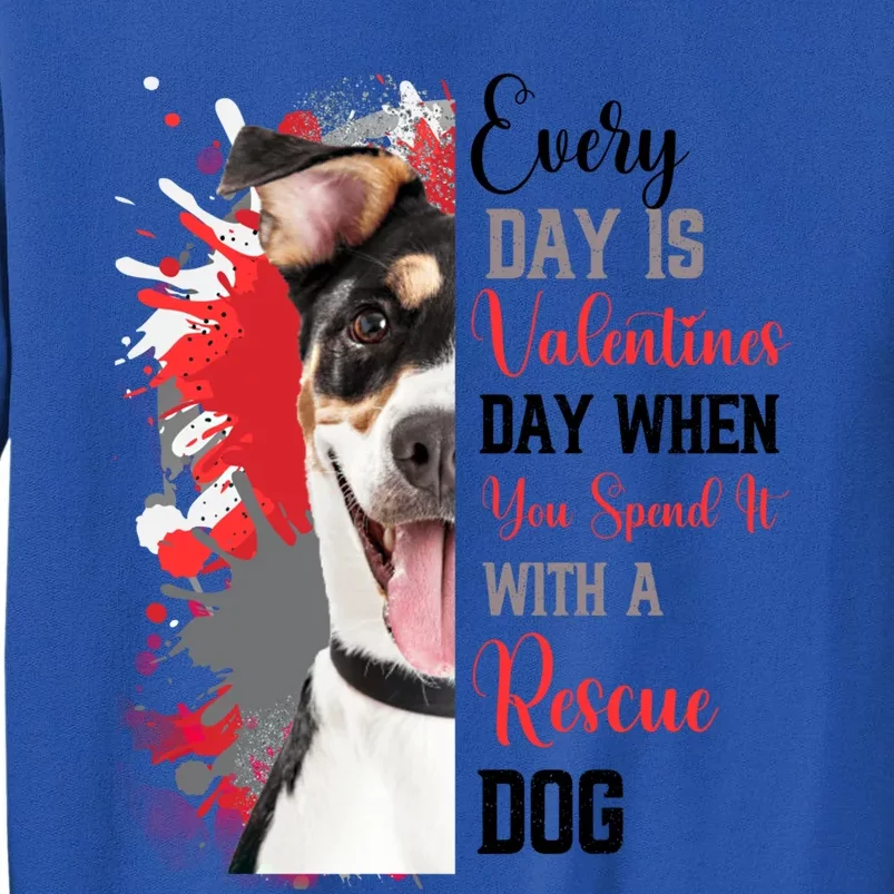 Funny Rescue Mom Happy Valentines Day Fun Dog Cross Breed Gift Tall Sweatshirt