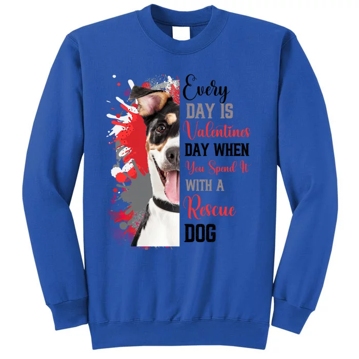 Funny Rescue Mom Happy Valentines Day Fun Dog Cross Breed Gift Tall Sweatshirt