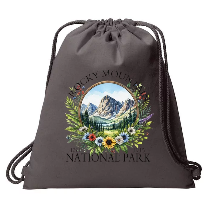 Floral Rocky Mountain National Park Hiking Camping Outdoor Drawstring Bag