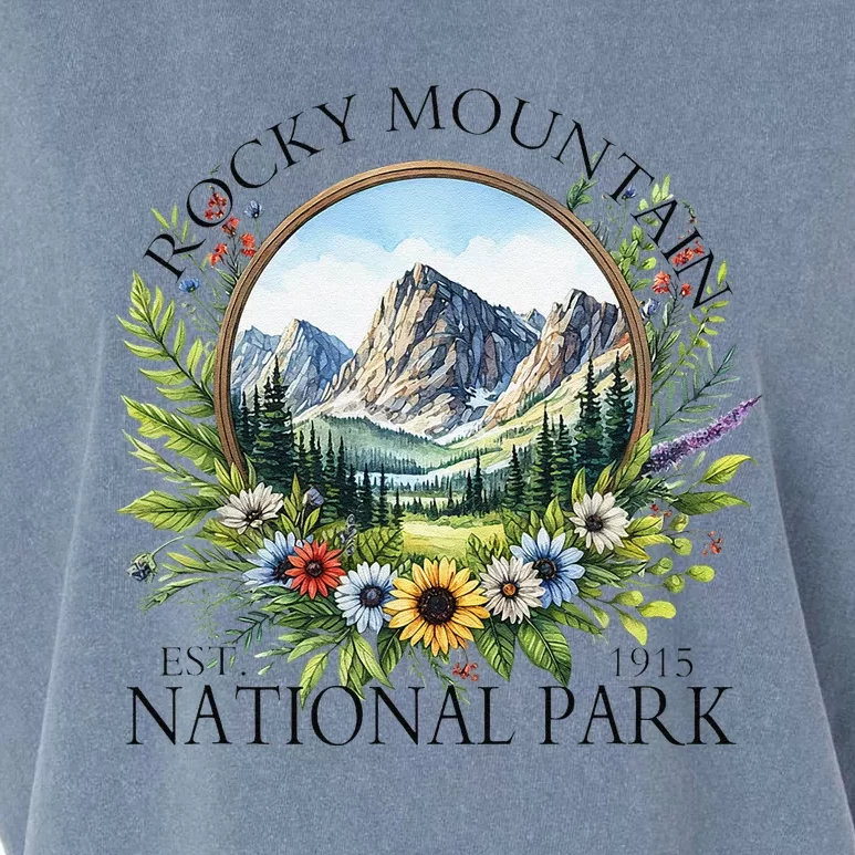 Floral Rocky Mountain National Park Hiking Camping Outdoor Garment-Dyed Women's Muscle Tee