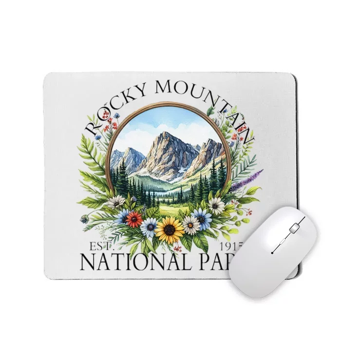 Floral Rocky Mountain National Park Hiking Camping Outdoor Mousepad