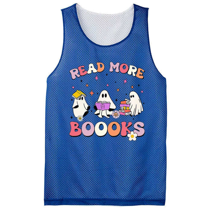 Funny Read More Books Halloween Ghost Teacher Book Lovers Mesh Reversible Basketball Jersey Tank