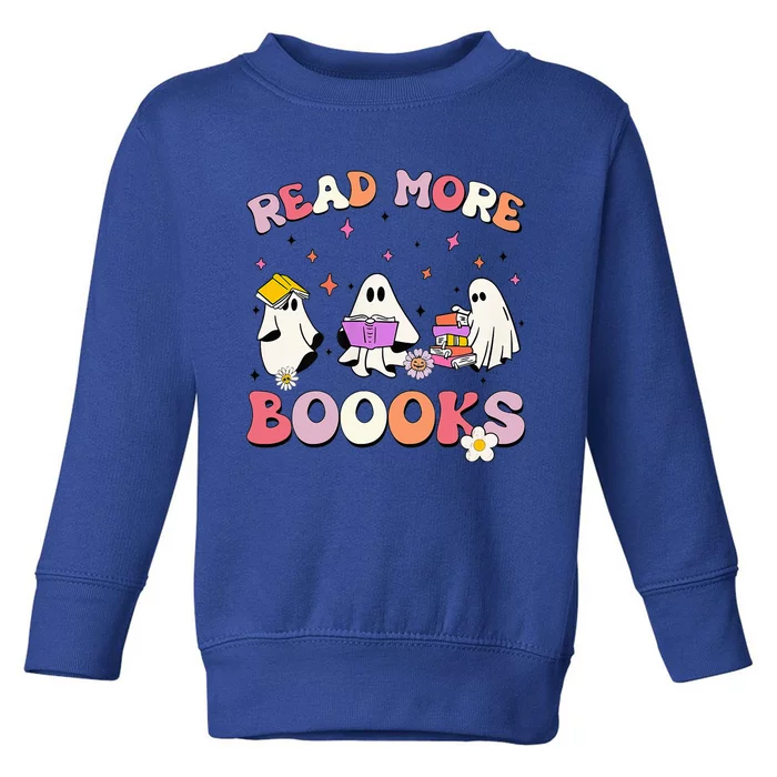 Funny Read More Books Halloween Ghost Teacher Book Lovers Toddler Sweatshirt