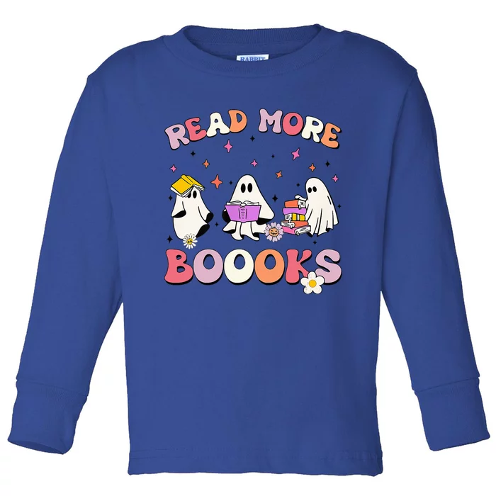 Funny Read More Books Halloween Ghost Teacher Book Lovers Toddler Long Sleeve Shirt