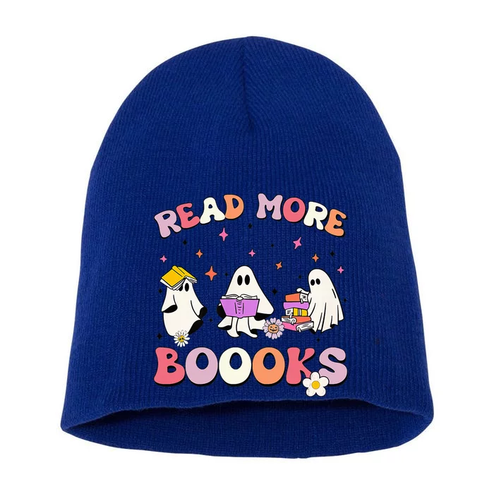 Funny Read More Books Halloween Ghost Teacher Book Lovers Short Acrylic Beanie