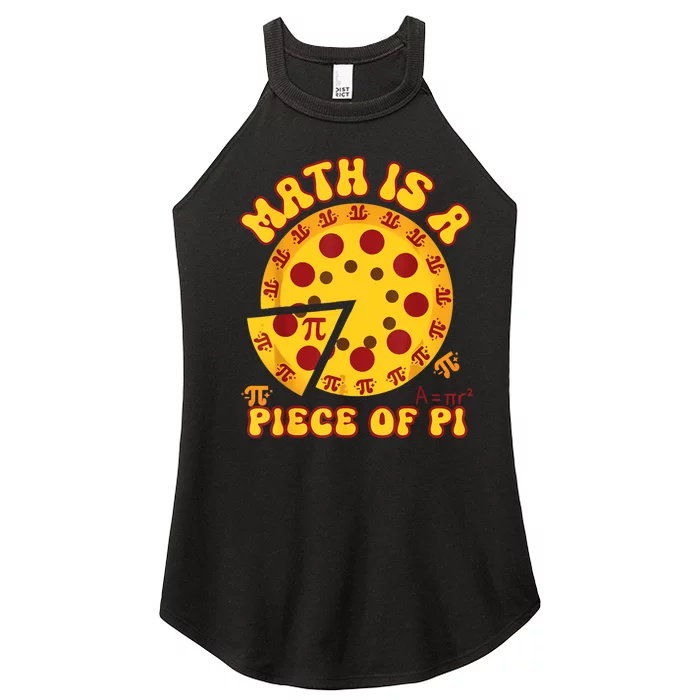 Funny Retro Math Is A Piece Of Pi Teacher Pi Day 3.14 Pie Women’s Perfect Tri Rocker Tank