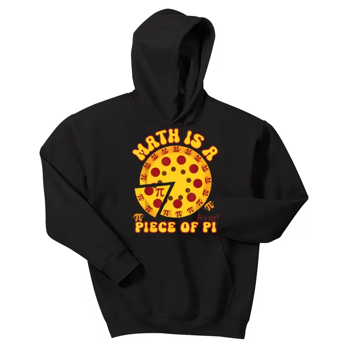 Funny Retro Math Is A Piece Of Pi Teacher Pi Day 3.14 Pie Kids Hoodie