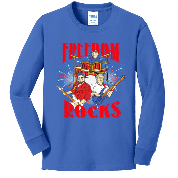 Freedom Rocks Musician Band Members Singer Rock And Roll Great Gift Kids Long Sleeve Shirt