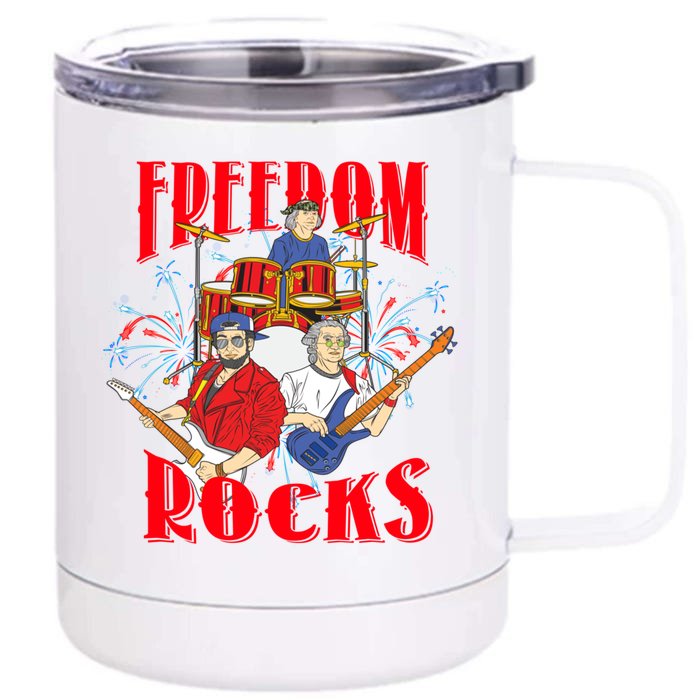 Freedom Rocks Musician Band Members Singer Rock And Roll Great Gift Front & Back 12oz Stainless Steel Tumbler Cup