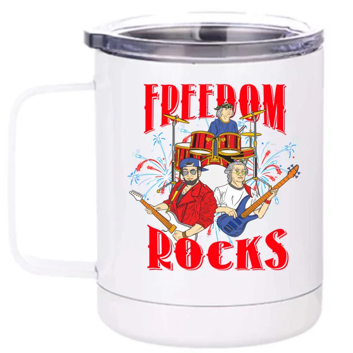 Freedom Rocks Musician Band Members Singer Rock And Roll Great Gift Front & Back 12oz Stainless Steel Tumbler Cup