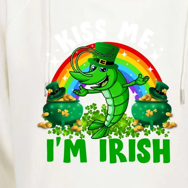 Funny Rainbow Me I’m Irish Shrimp Fish St Patrick’s Day Gift Womens Funnel Neck Pullover Hood