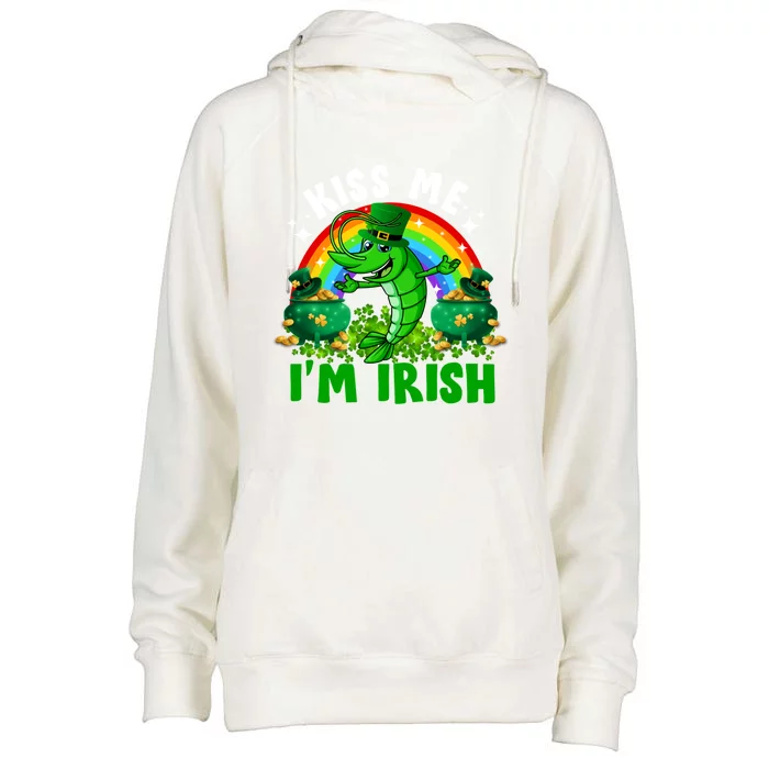 Funny Rainbow Me I’m Irish Shrimp Fish St Patrick’s Day Gift Womens Funnel Neck Pullover Hood