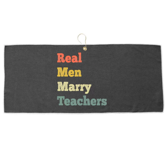 Funny Real Men Marry Teachers Vintage Large Microfiber Waffle Golf Towel