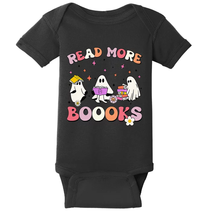 funny read more books halloween ghost teacher book lovers Baby Bodysuit