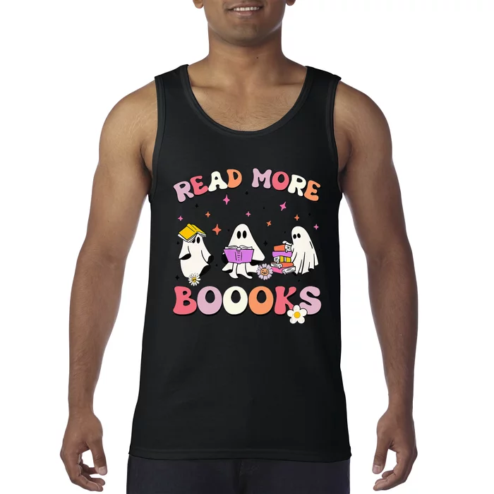 funny read more books halloween ghost teacher book lovers Tank Top