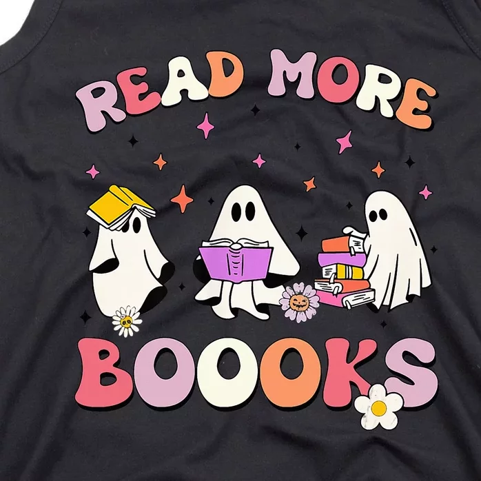 funny read more books halloween ghost teacher book lovers Tank Top