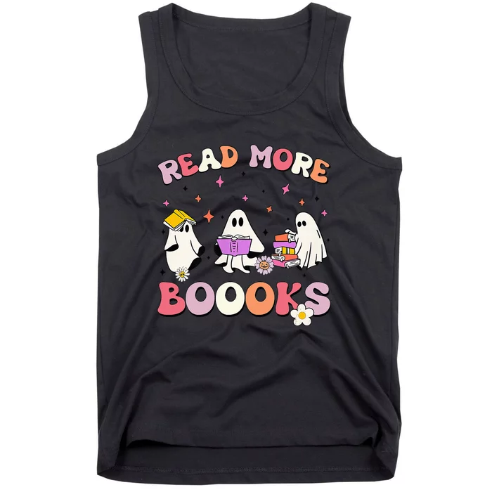 funny read more books halloween ghost teacher book lovers Tank Top