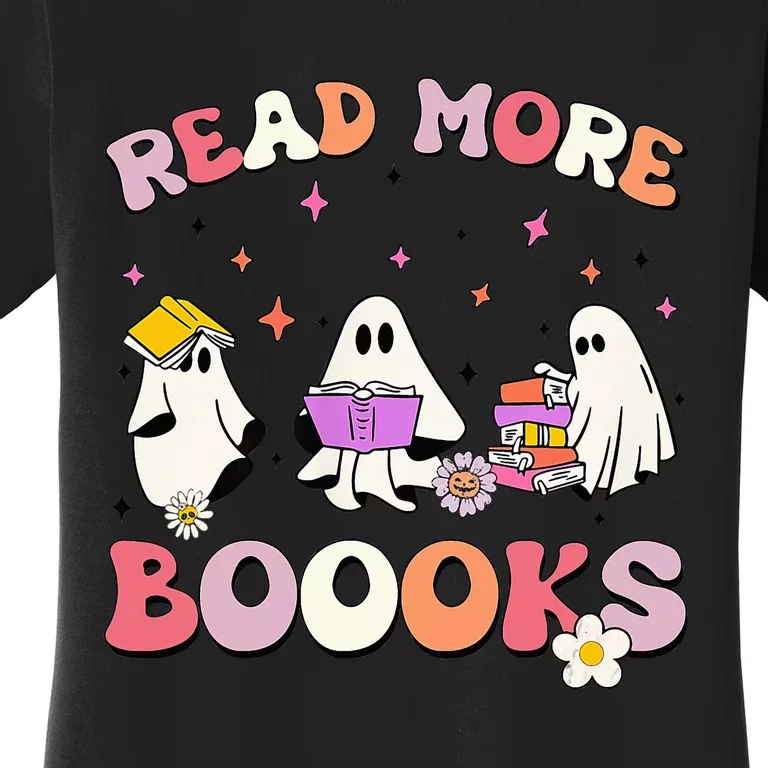 funny read more books halloween ghost teacher book lovers Women's T-Shirt