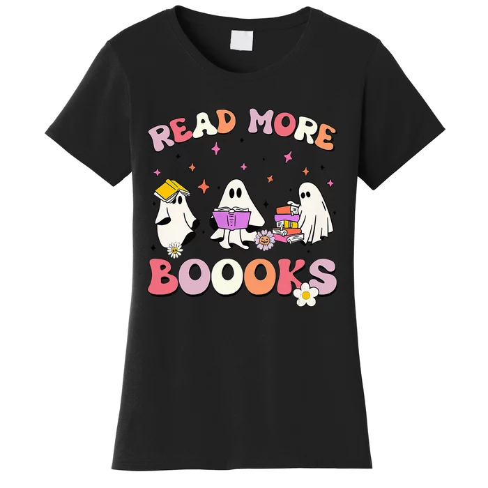 funny read more books halloween ghost teacher book lovers Women's T-Shirt