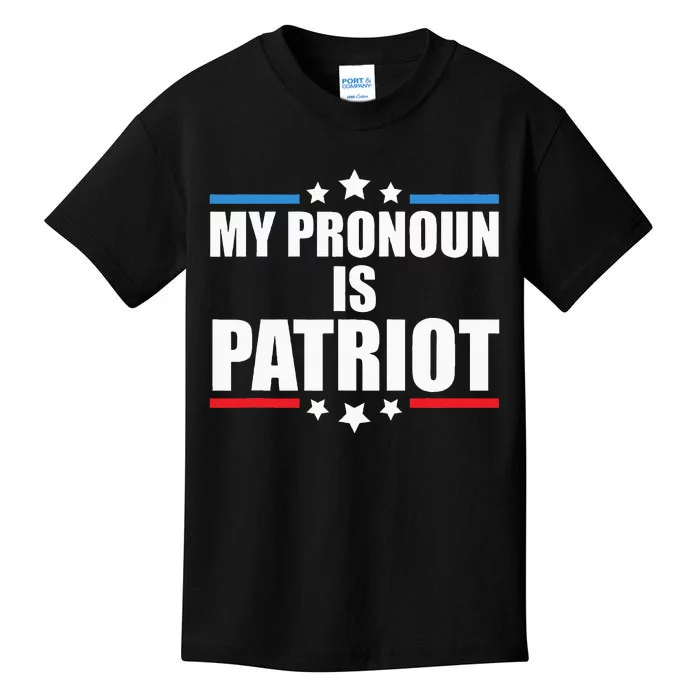 Funny Republican My Pronoun Is Patriot Pro Trump Kids T-Shirt