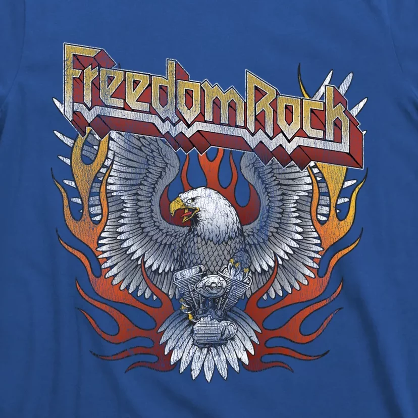 Freedom Rock Motorcycle Usa Eagle 4th July Retro Concert Gift T-Shirt