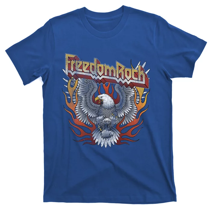 Freedom Rock Motorcycle Usa Eagle 4th July Retro Concert Gift T-Shirt