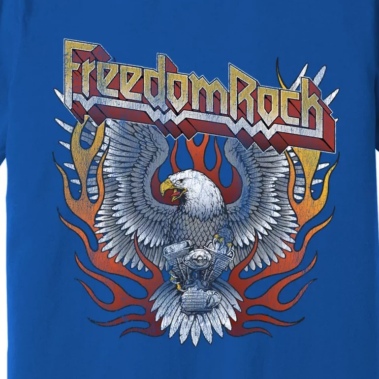 Freedom Rock Motorcycle Usa Eagle 4th July Retro Concert Gift Premium T-Shirt