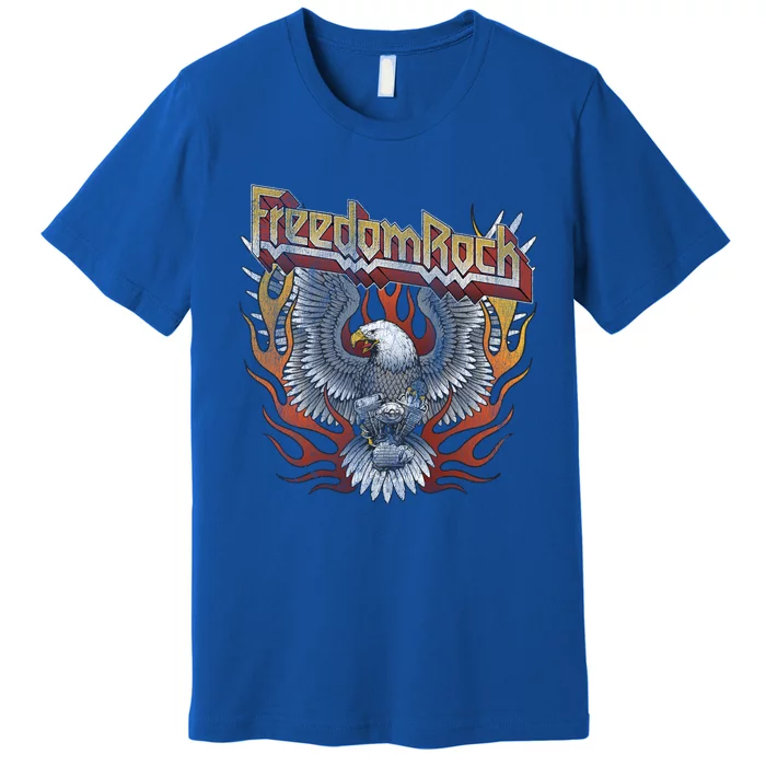 Freedom Rock Motorcycle Usa Eagle 4th July Retro Concert Gift Premium T-Shirt