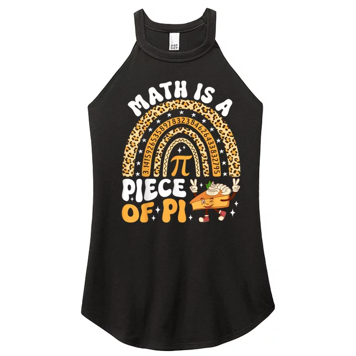 Funny Rainbow Math Is A Piece Of Pi Teacher Pi Day 3.14 Pie Women’s Perfect Tri Rocker Tank