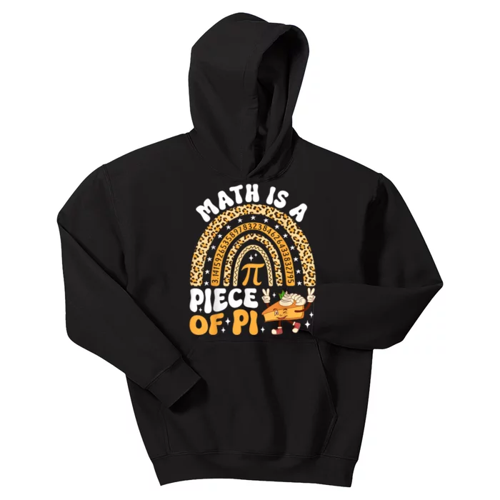 Funny Rainbow Math Is A Piece Of Pi Teacher Pi Day 3.14 Pie Kids Hoodie