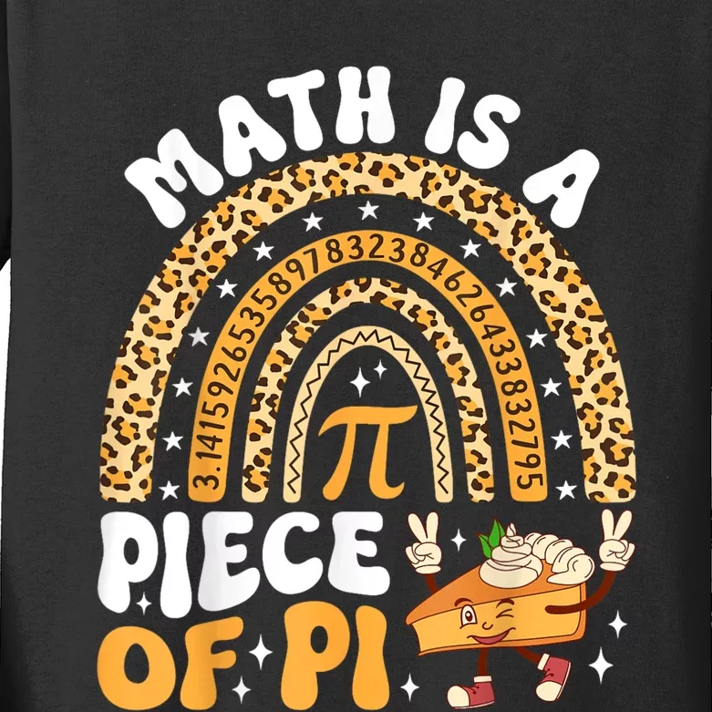 Funny Rainbow Math Is A Piece Of Pi Teacher Pi Day 3.14 Pie Kids Long Sleeve Shirt