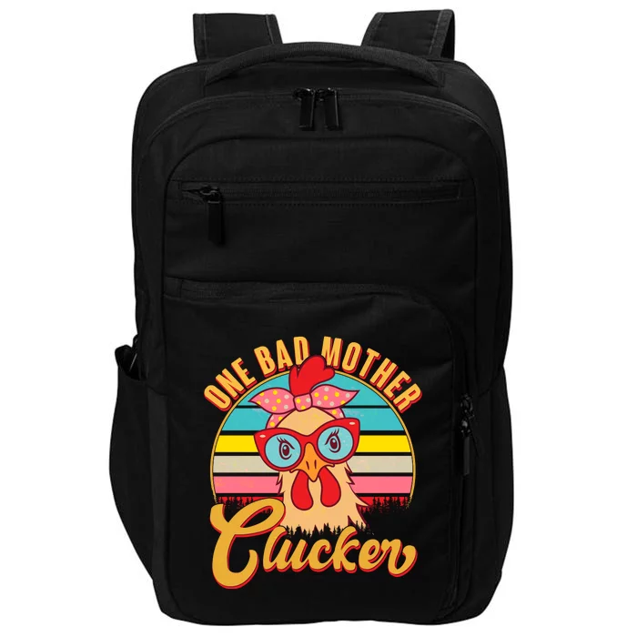 Funny Retro Mothers Day One Bad Mother Clucker Chicken Impact Tech Backpack