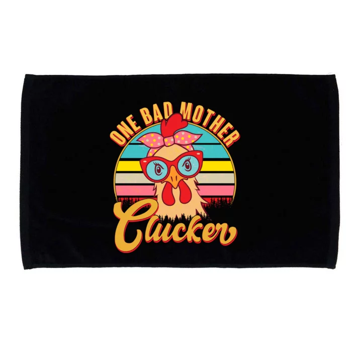 Funny Retro Mothers Day One Bad Mother Clucker Chicken Microfiber Hand Towel