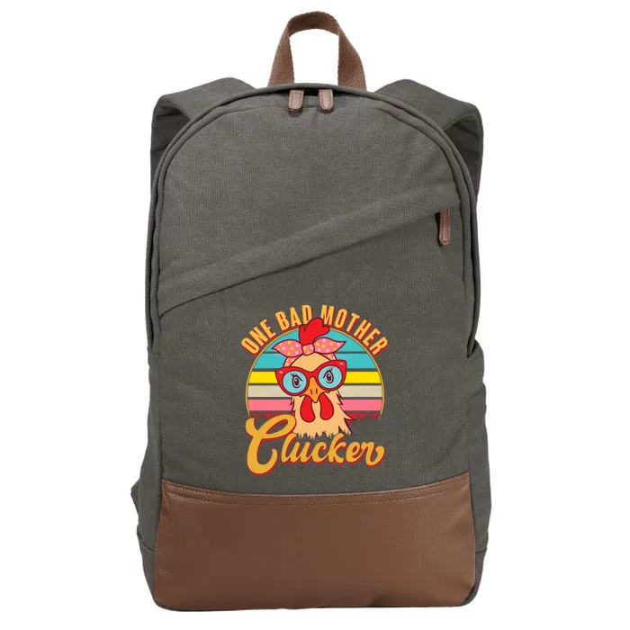 Funny Retro Mothers Day One Bad Mother Clucker Chicken Cotton Canvas Backpack