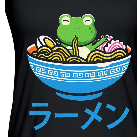 Frog Ra Manga Otaku Japanese Noodles Kawaii Anime Frog Ladies Essential Flowy Tank